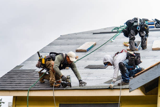 Professional Gutter Installation technician working in Lochmere, NH